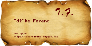 Tőke Ferenc névjegykártya